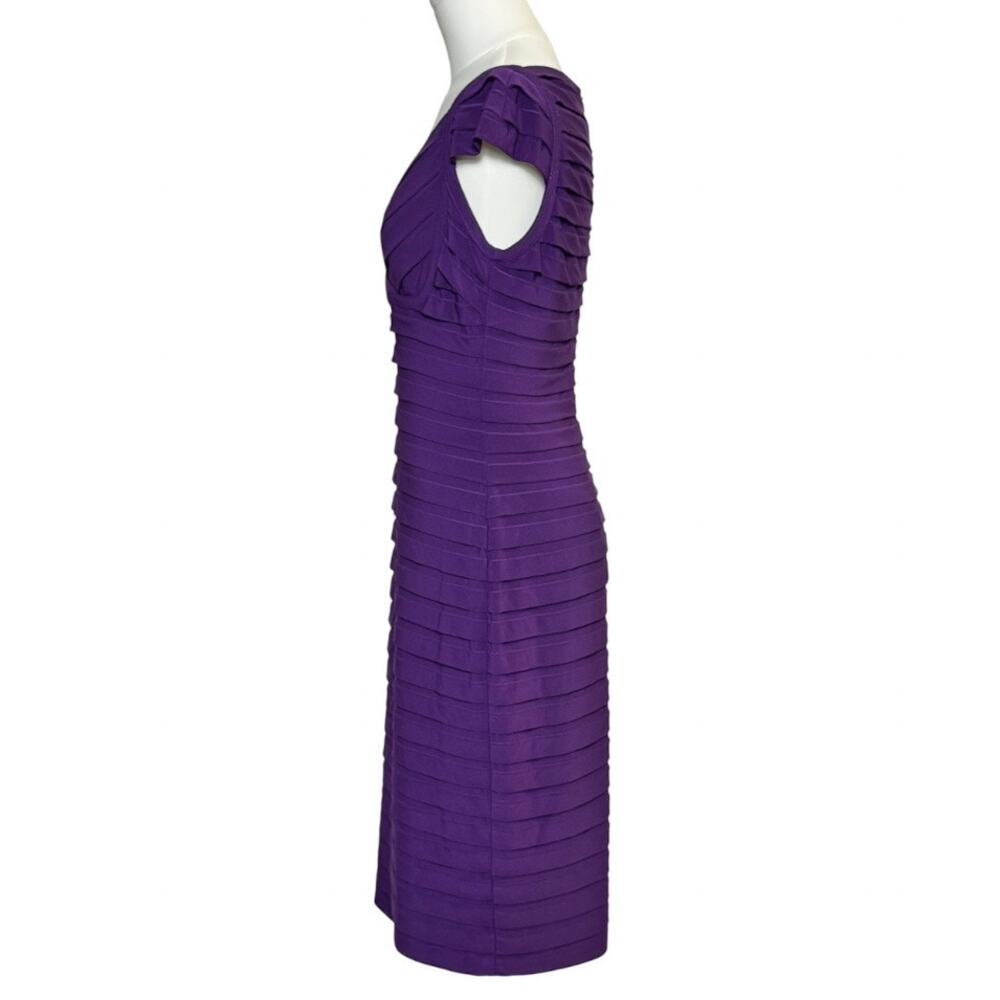 Adrianna Papell Purple Sheath Teired Midi Dress Banded Bodice Size 8 - Picture 6 of 9